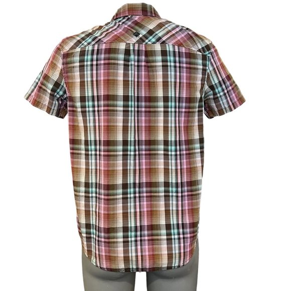 Prana Shirt Mens Small Plaid Short Sleeve Button Front Chest Pocket Casual - Picture 2 of 8